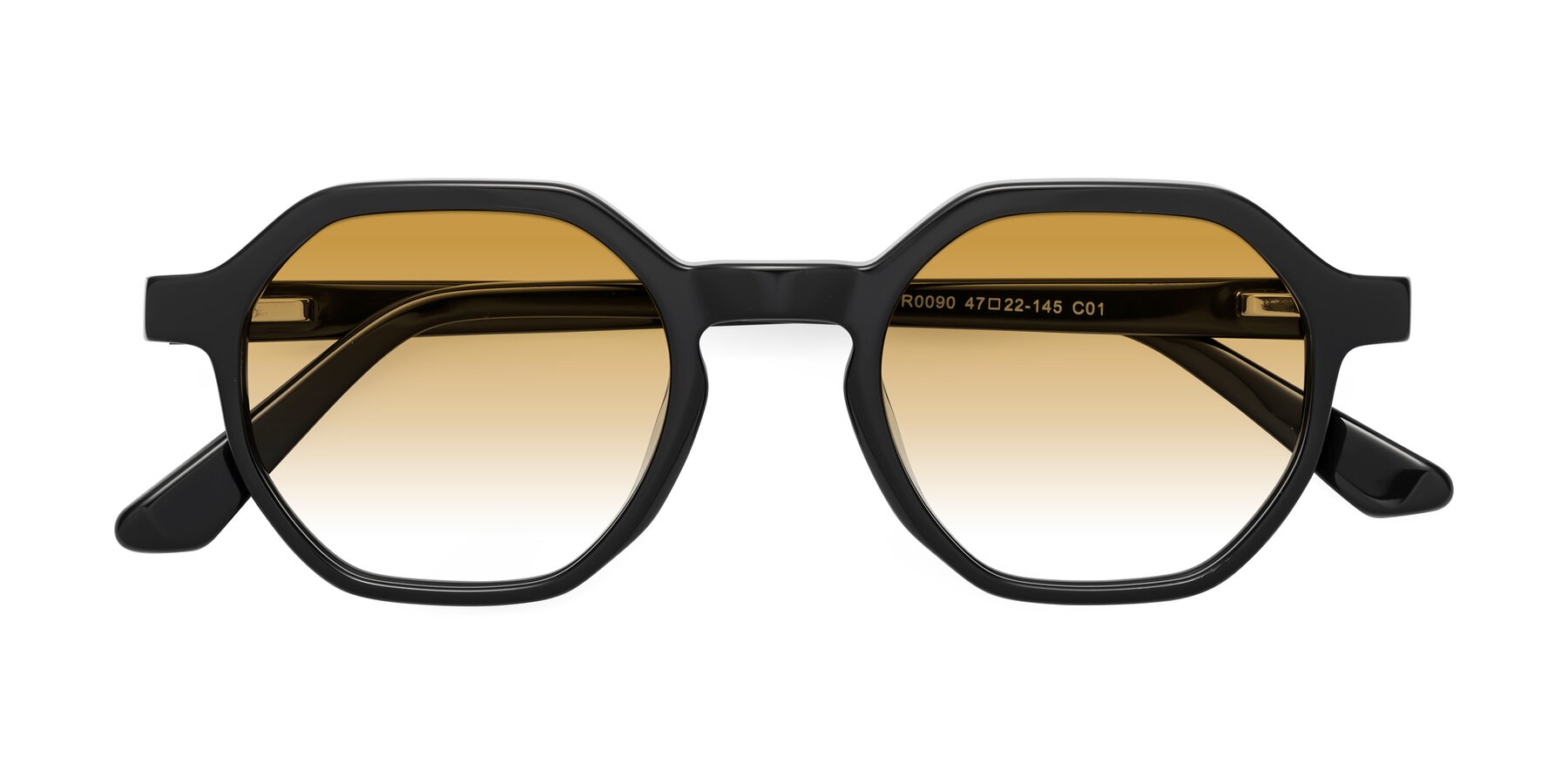 Folded Front of Lucian in Black with Champagne Gradient Lenses