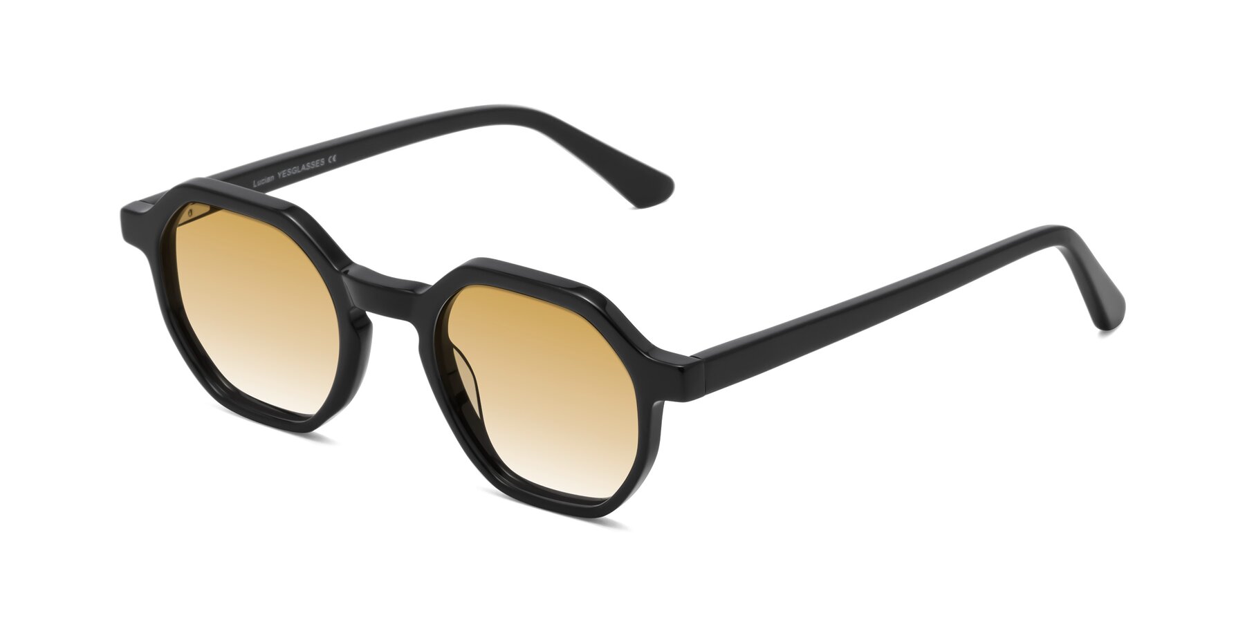 Angle of Lucian in Black with Champagne Gradient Lenses
