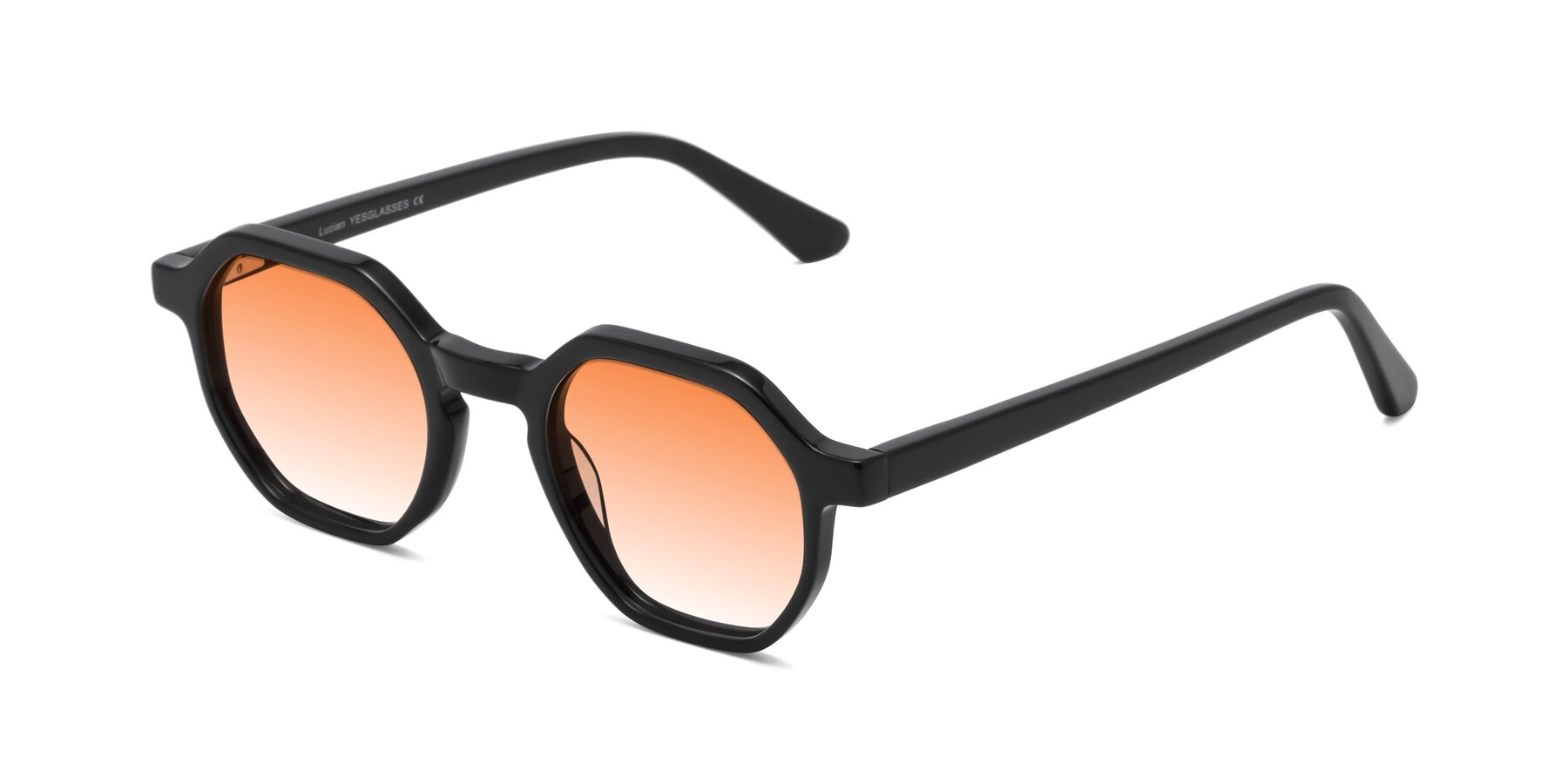 Angle of Lucian in Black with Orange Gradient Lenses