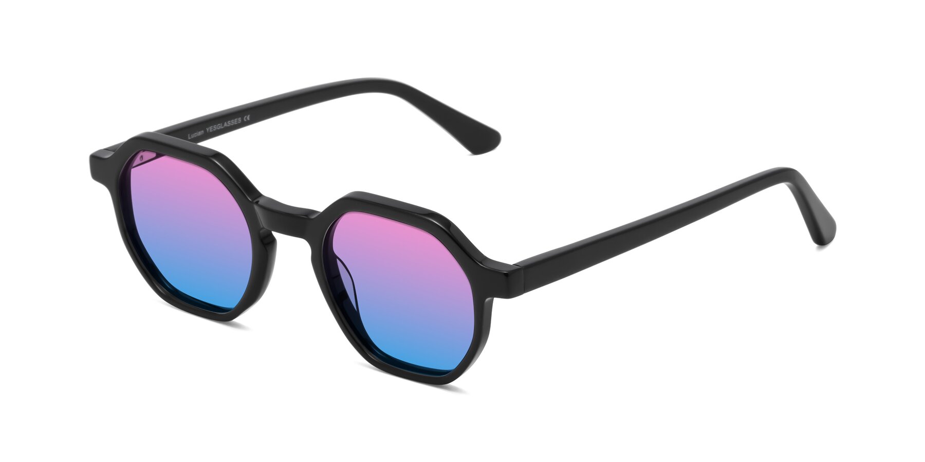 Angle of Lucian in Black with Pink / Blue Gradient Lenses