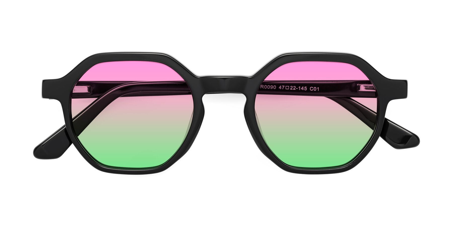 Folded Front of Lucian in Black with Pink / Green Gradient Lenses