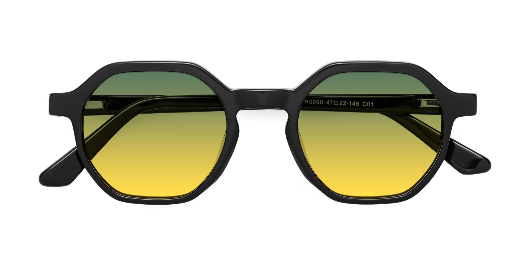 Folded Front of Lucian in Black with Green / Yellow Gradient Lenses