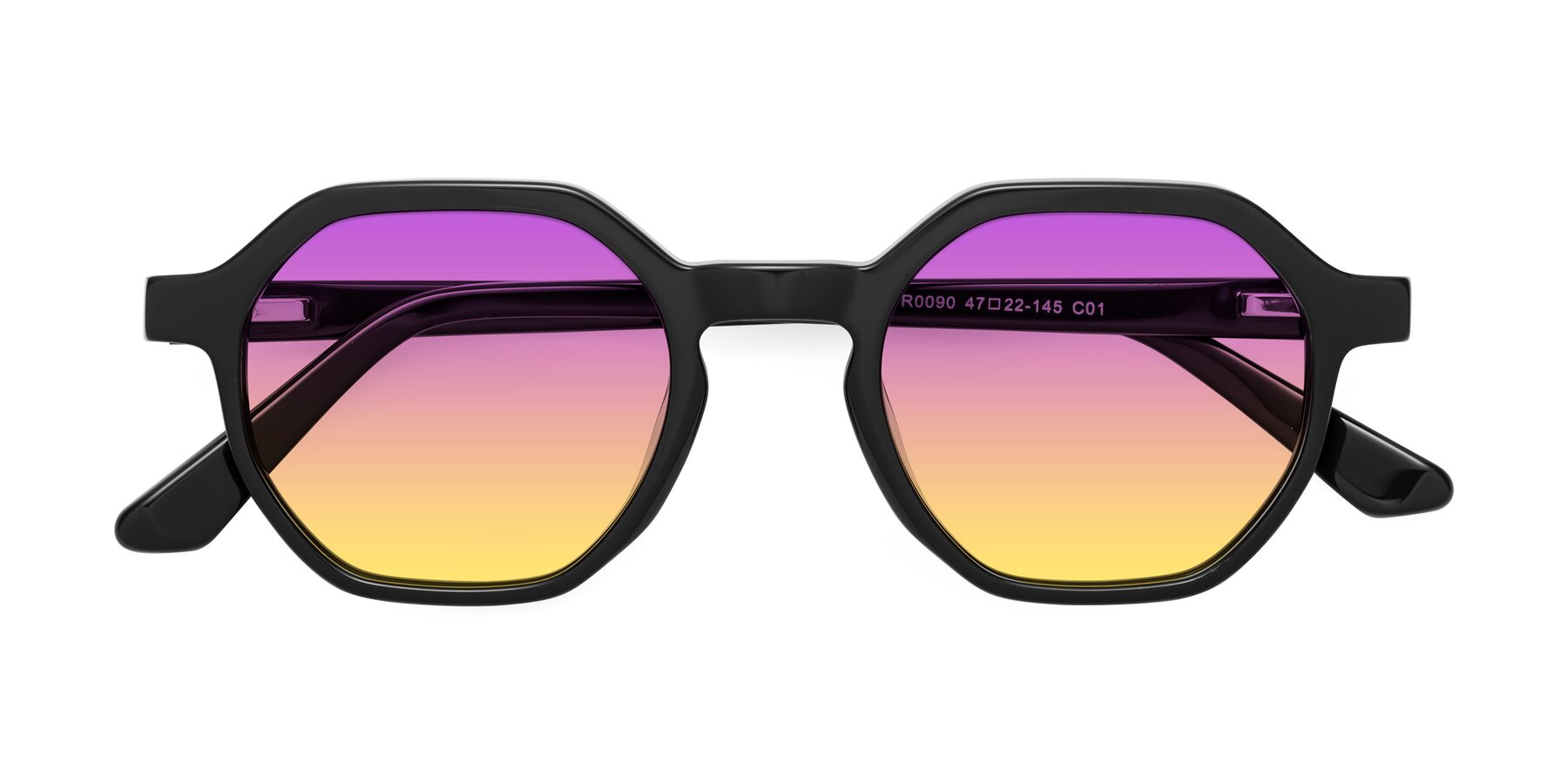 Folded Front of Lucian in Black with Purple / Yellow Gradient Lenses