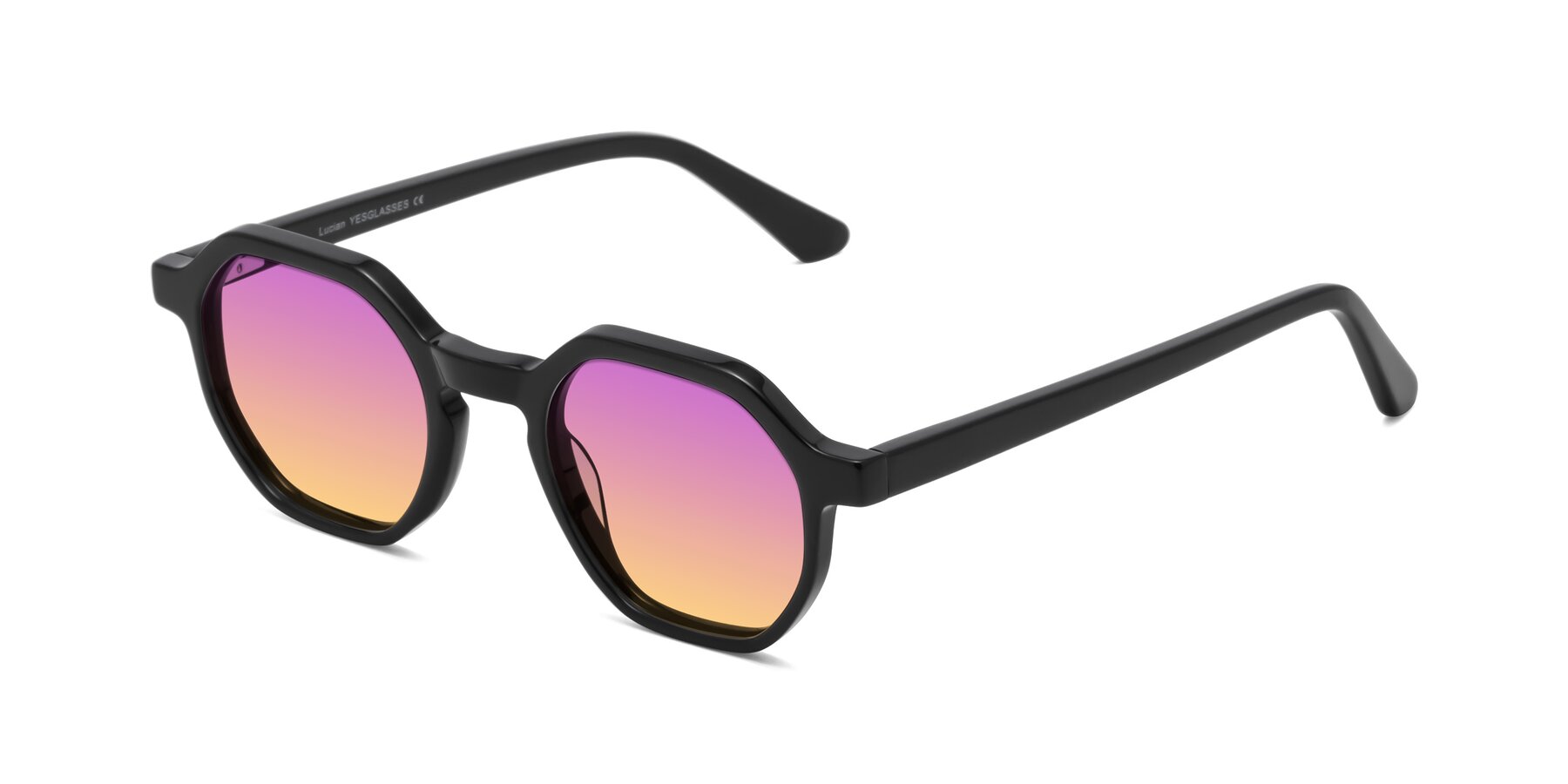 Angle of Lucian in Black with Purple / Yellow Gradient Lenses