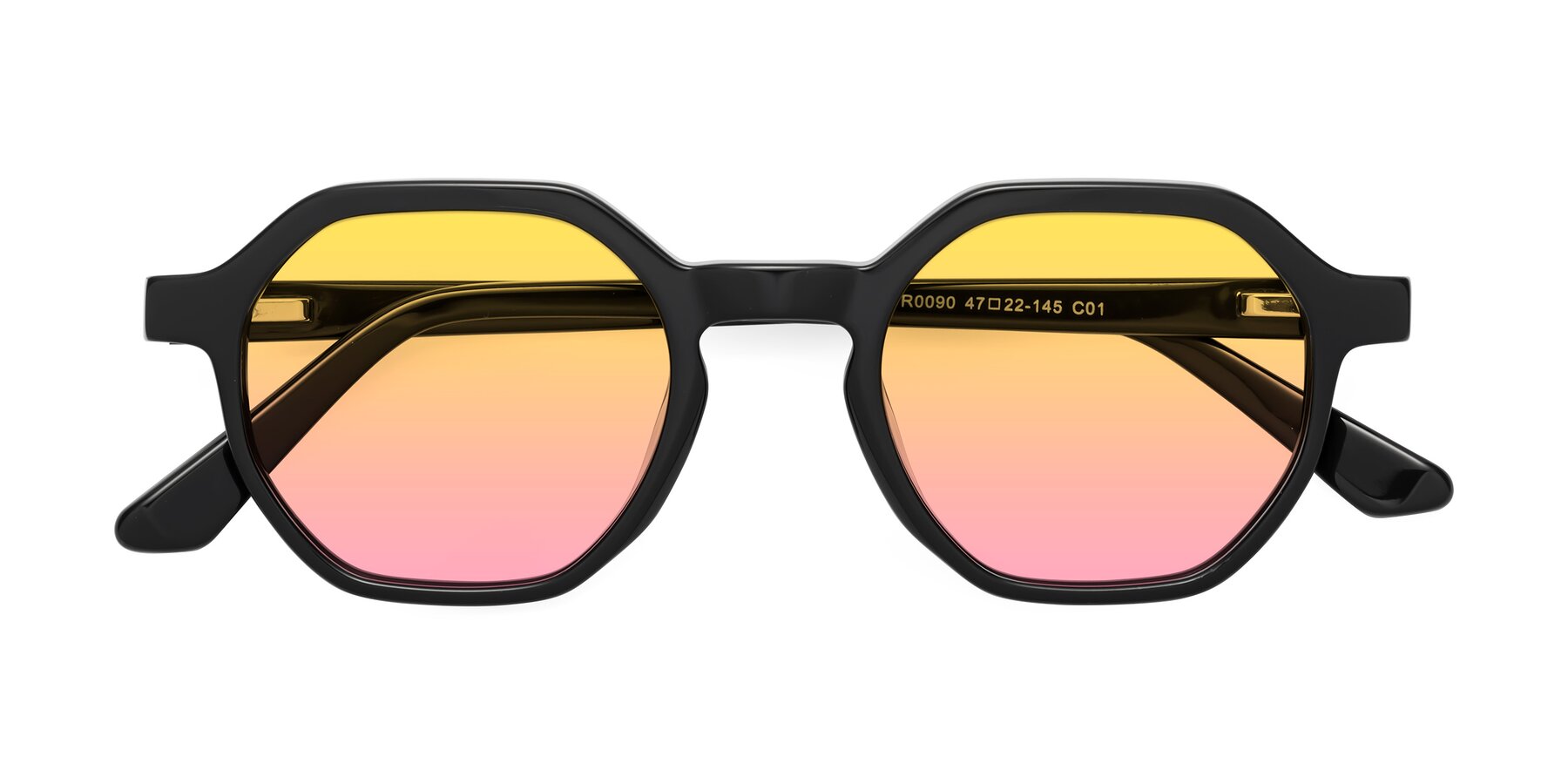 Folded Front of Lucian in Black with Yellow / Pink Gradient Lenses