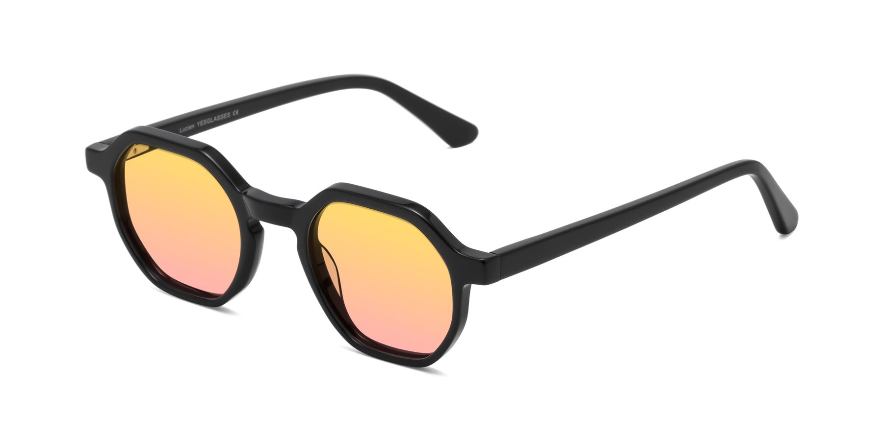 Angle of Lucian in Black with Yellow / Pink Gradient Lenses