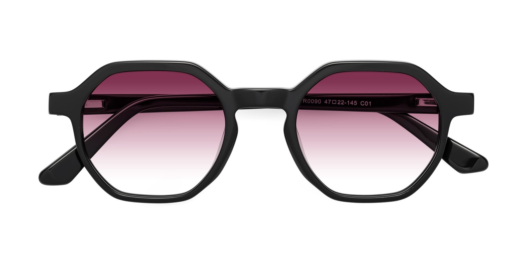 Folded Front of Lucian in Black with Wine Gradient Lenses