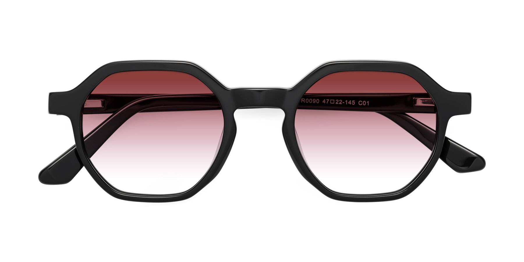 Folded Front of Lucian in Black with Garnet Gradient Lenses