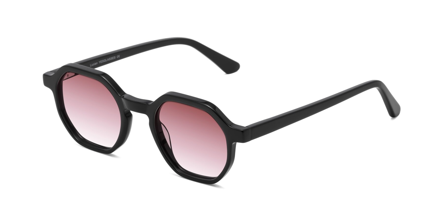 Angle of Lucian in Black with Garnet Gradient Lenses