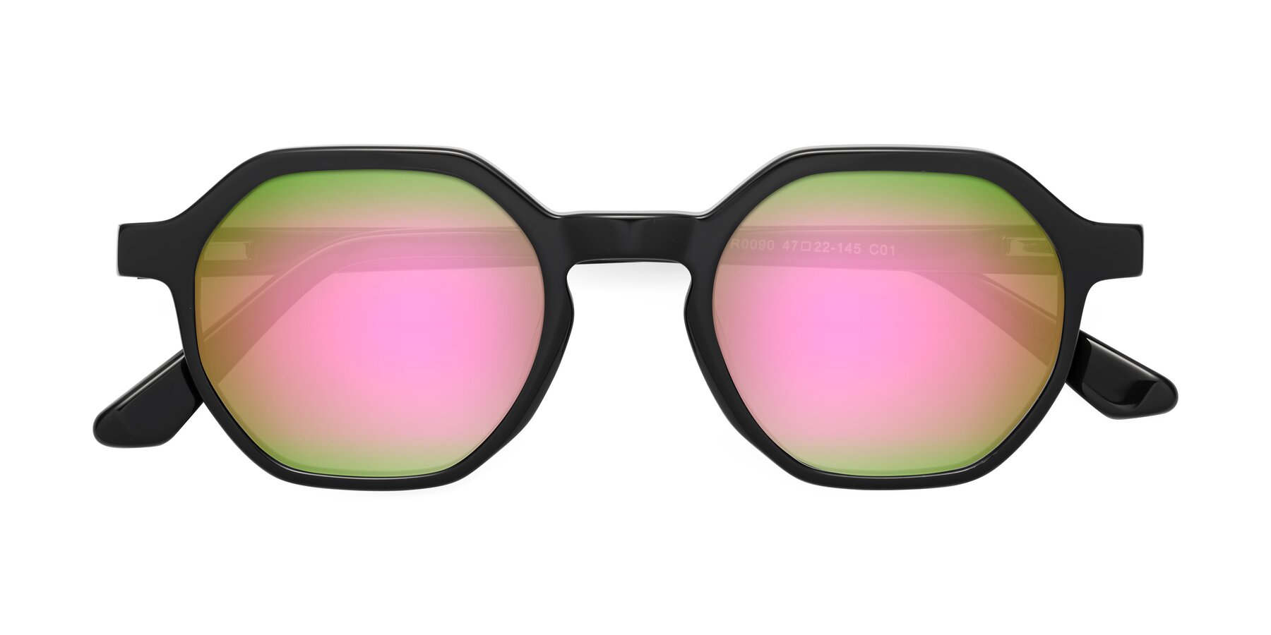 Folded Front of Lucian in Black with Pink Mirrored Lenses