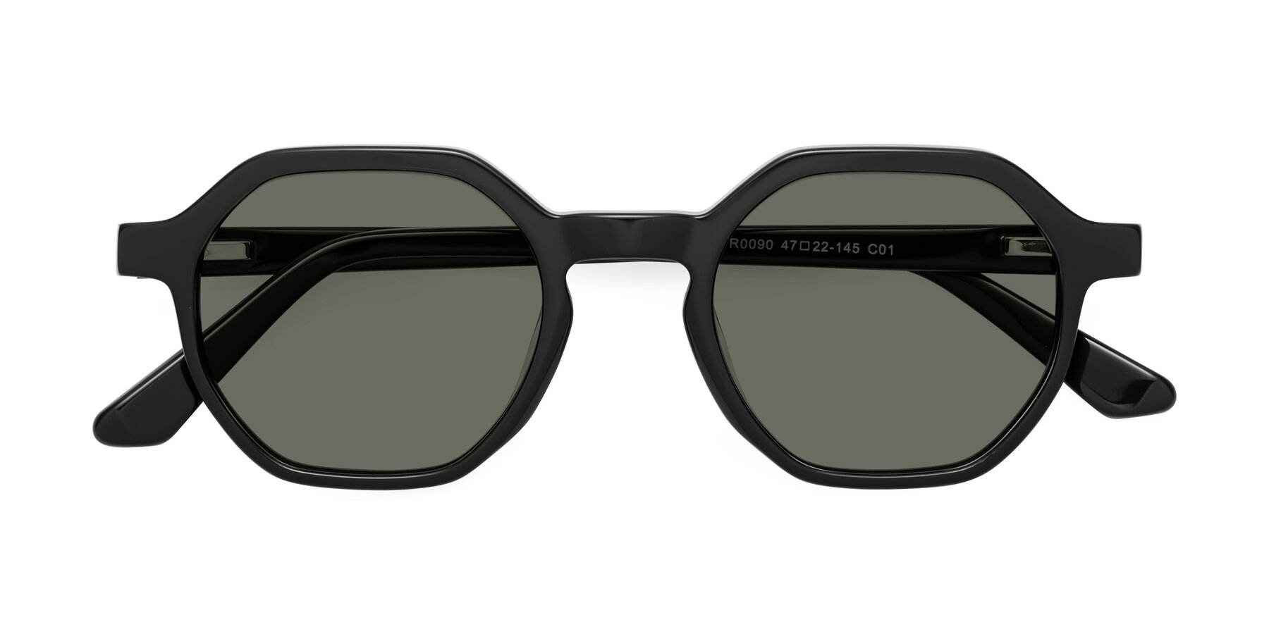 Folded Front of Lucian in Black with Gray Polarized Lenses