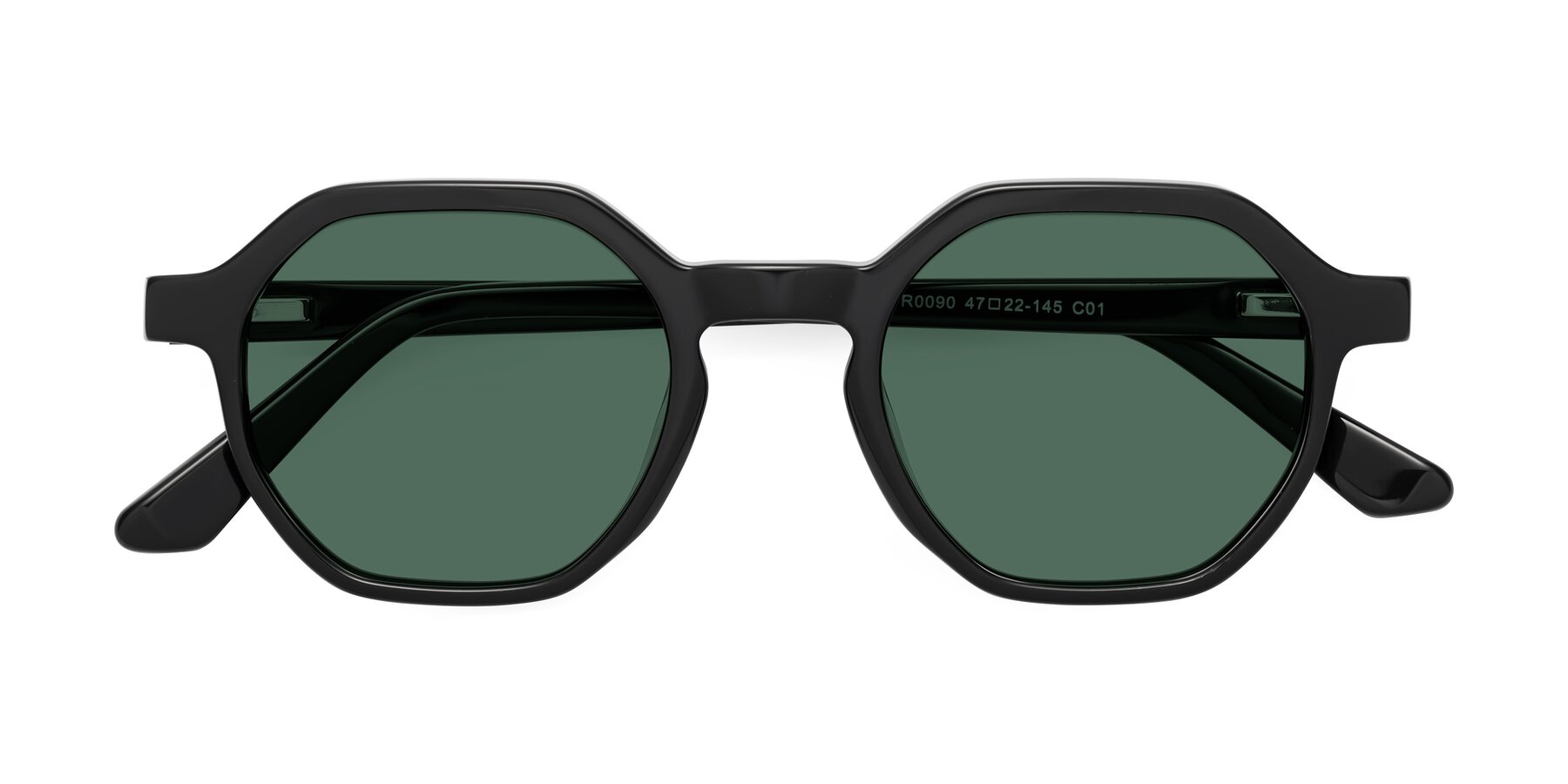 Folded Front of Lucian in Black with Green Polarized Lenses
