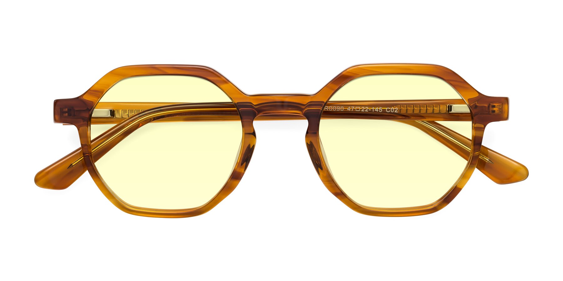 Folded Front of Lucian in Striped Amber with Light Yellow Tinted Lenses