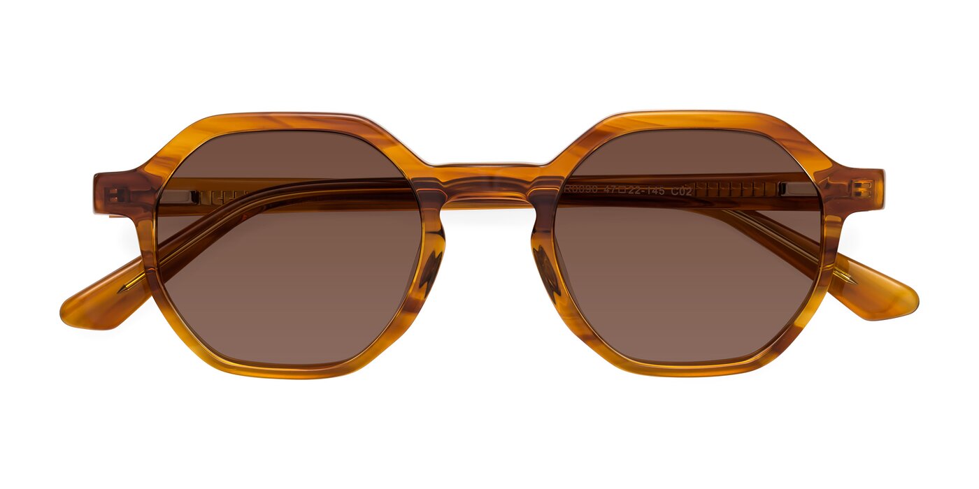 Lucian - Striped Amber Tinted Sunglasses