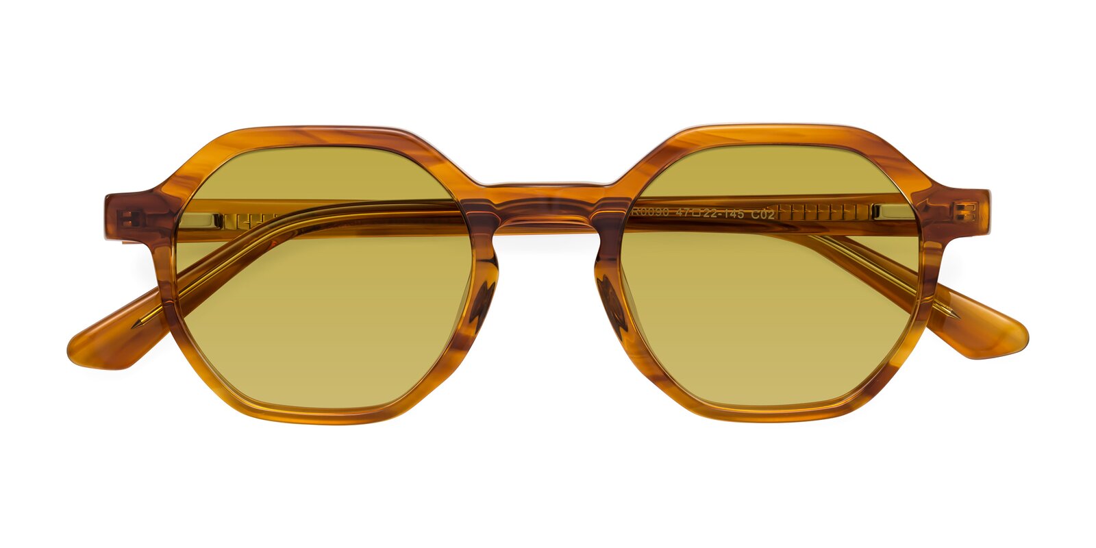 Striped Amber Hipster Acetate Geometric Tinted Sunglasses With Champagne Sunwear Lenses Lucian 