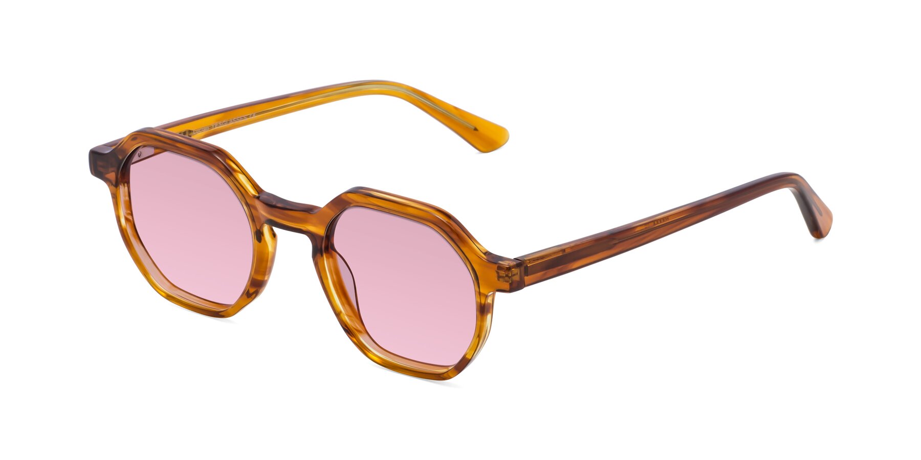 Angle of Lucian in Striped Amber with Light Wine Tinted Lenses