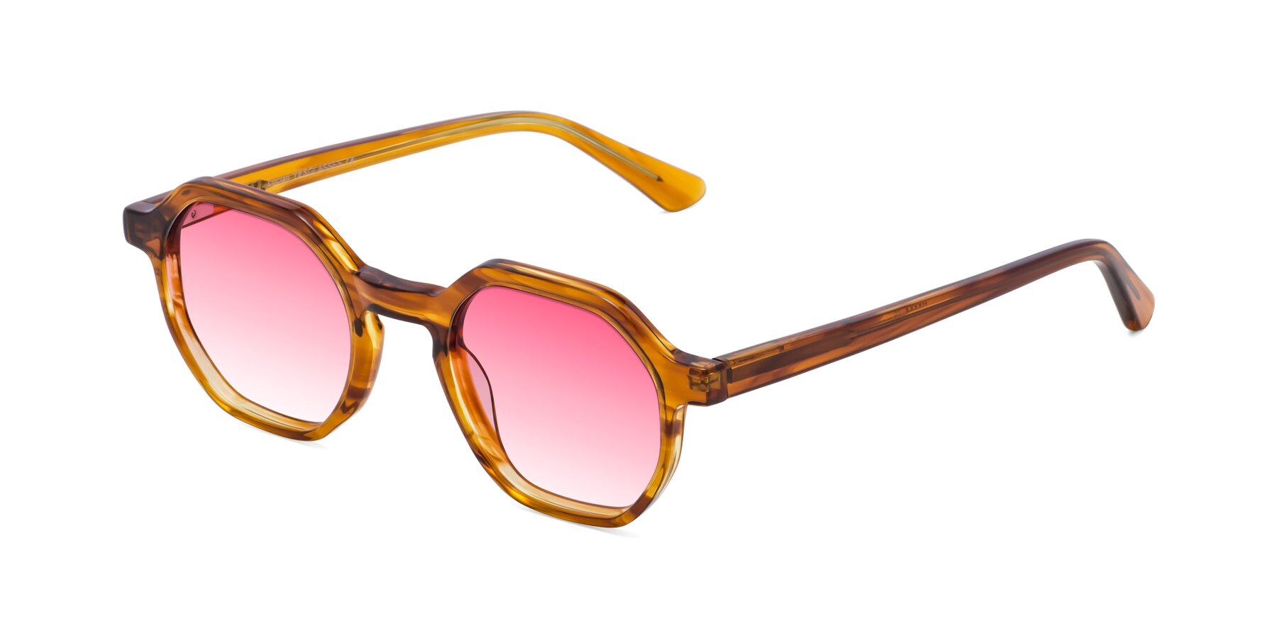 Angle of Lucian in Striped Amber with Pink Gradient Lenses