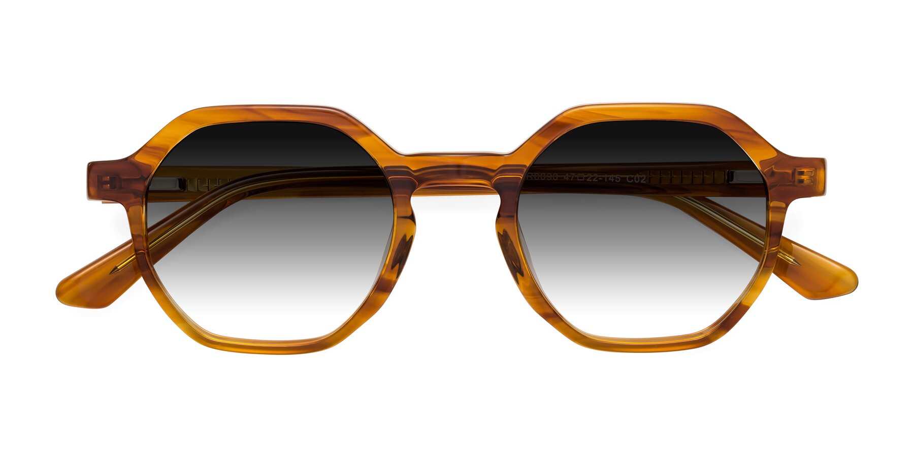 Folded Front of Lucian in Striped Amber with Gray Gradient Lenses