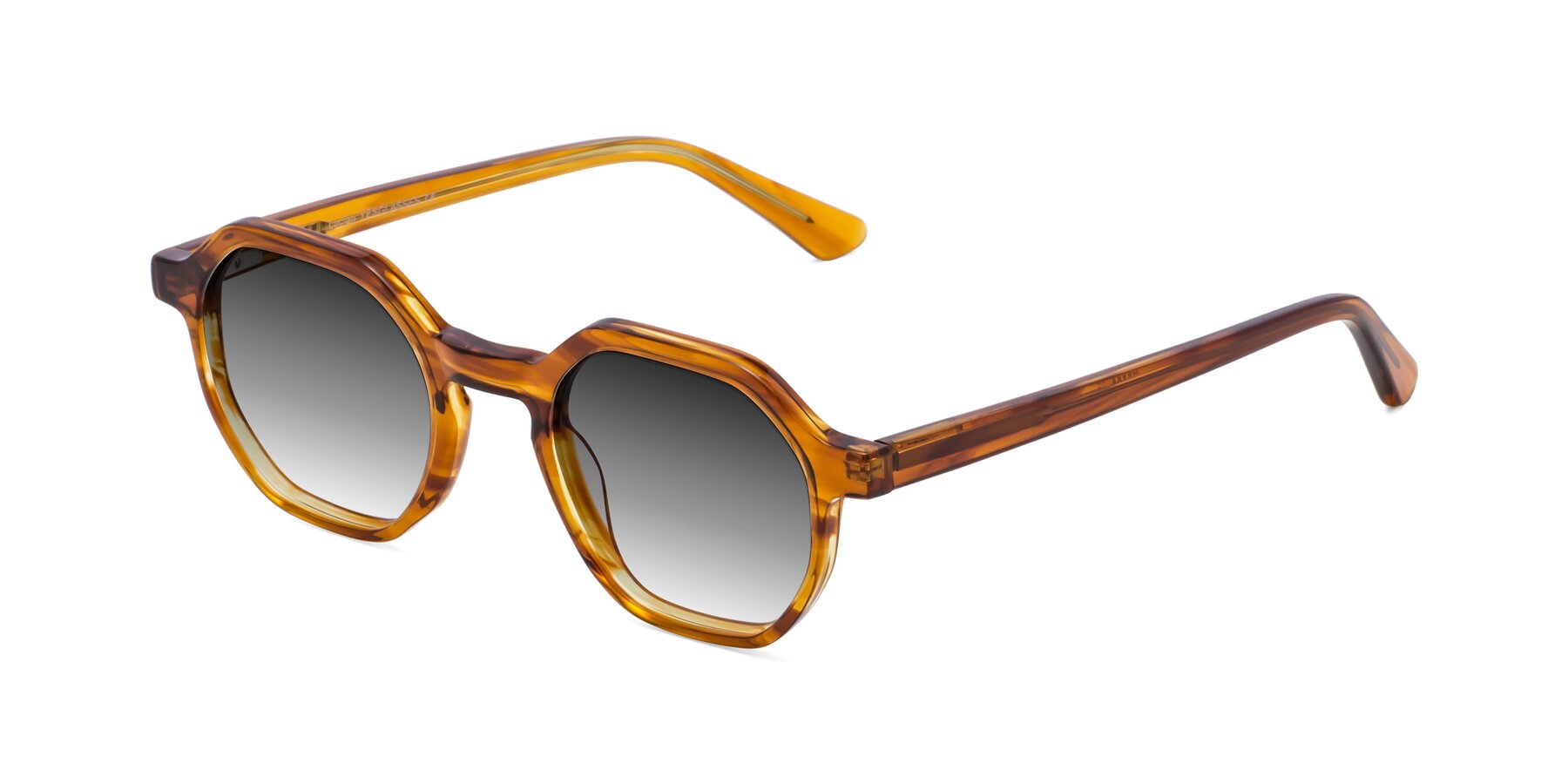 Angle of Lucian in Striped Amber with Gray Gradient Lenses