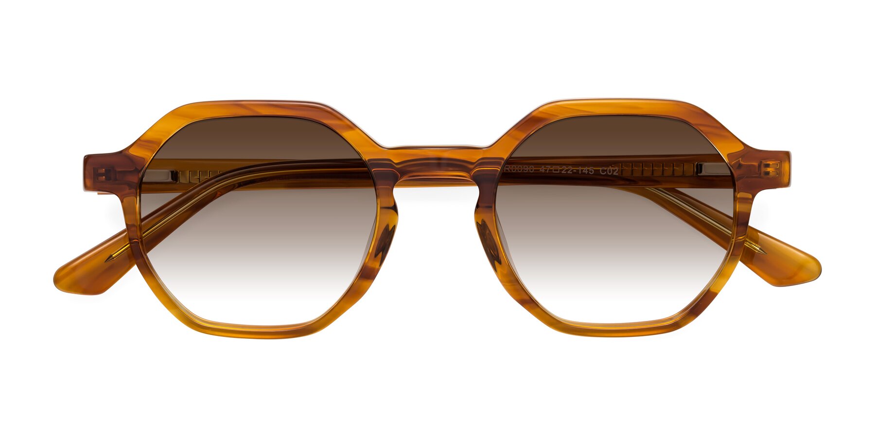 Folded Front of Lucian in Striped Amber with Brown Gradient Lenses