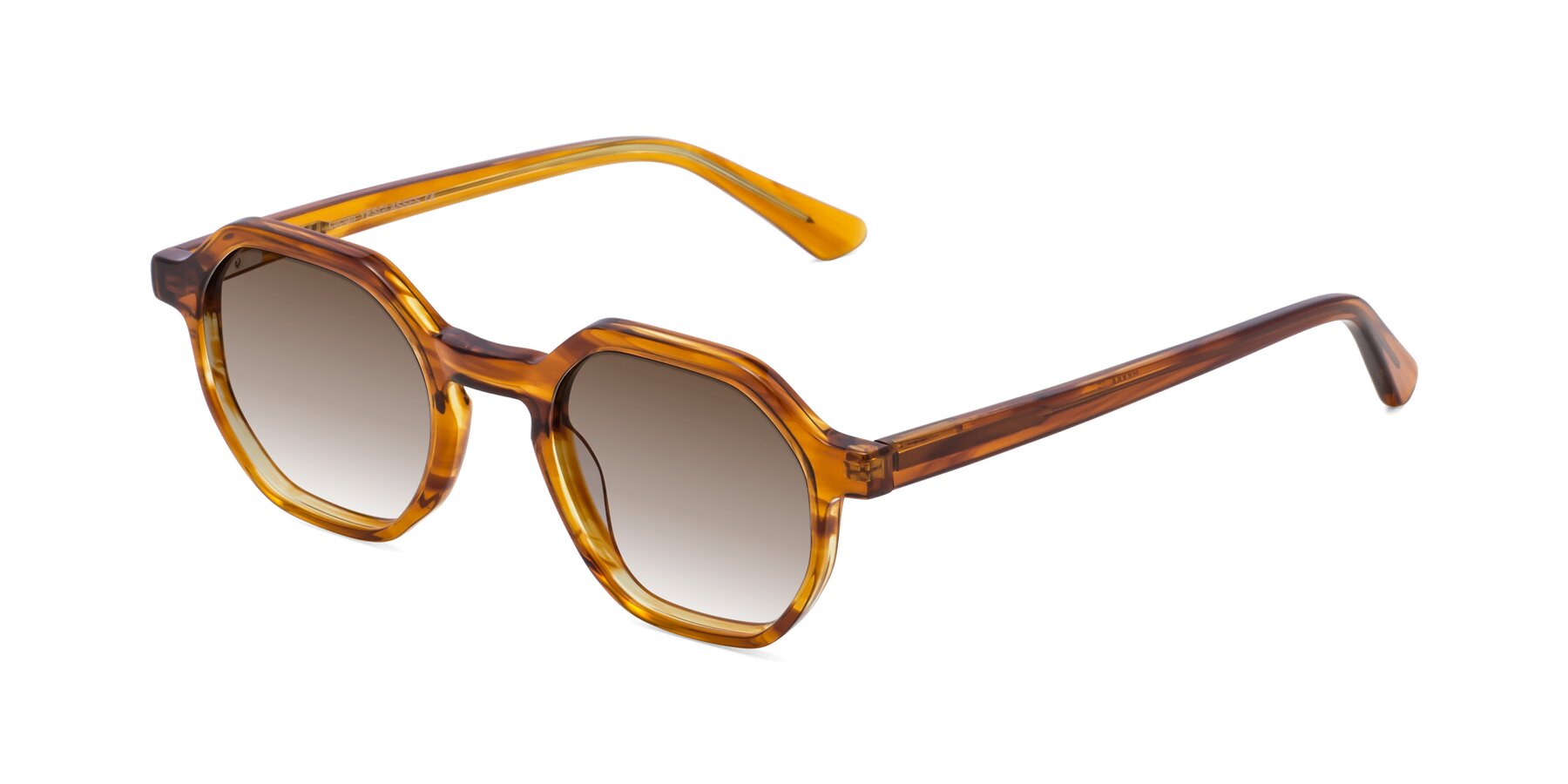 Angle of Lucian in Striped Amber with Brown Gradient Lenses