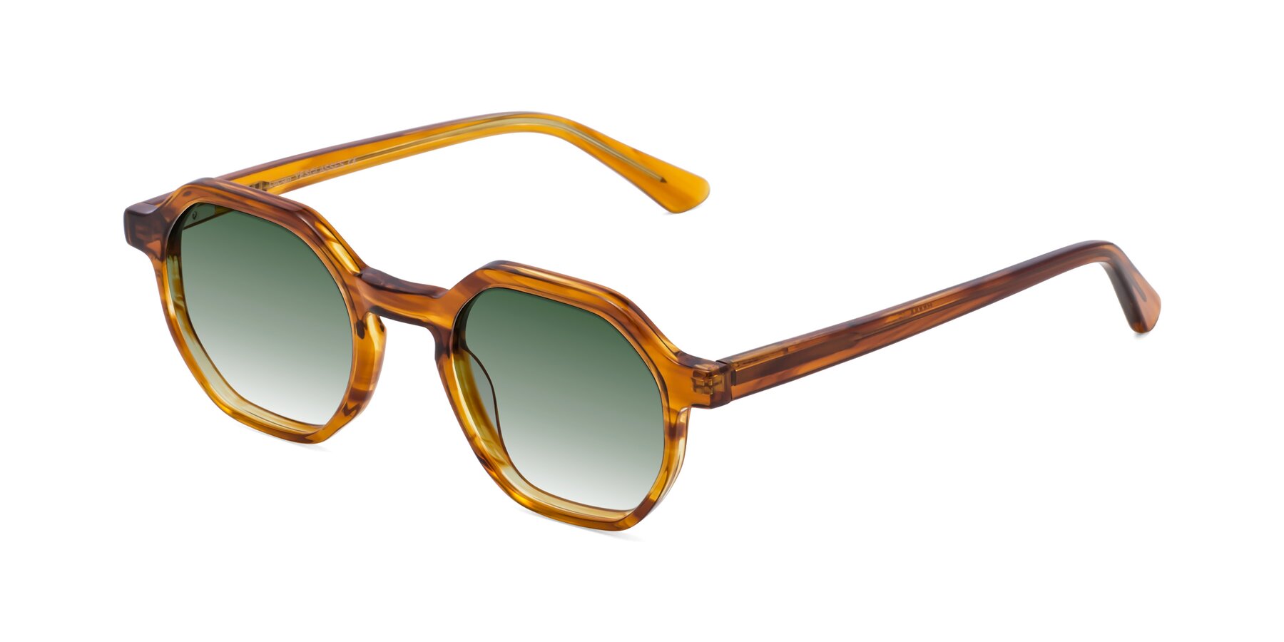 Angle of Lucian in Striped Amber with Green Gradient Lenses