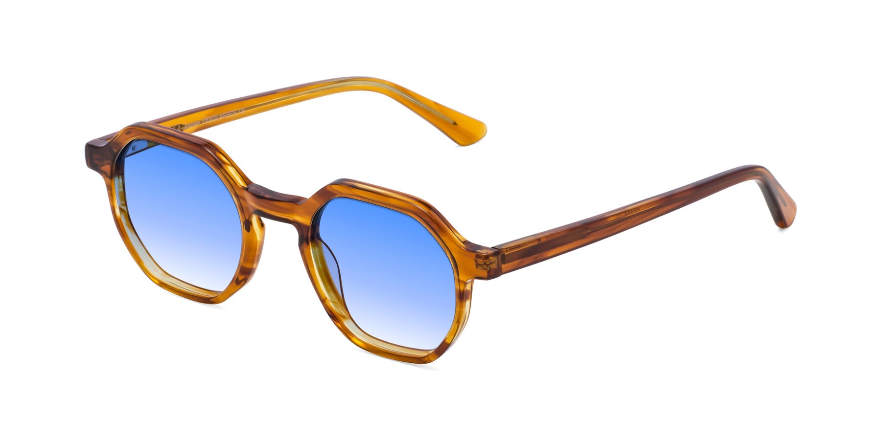 Angle of Lucian in Striped Amber with Blue Gradient Lenses