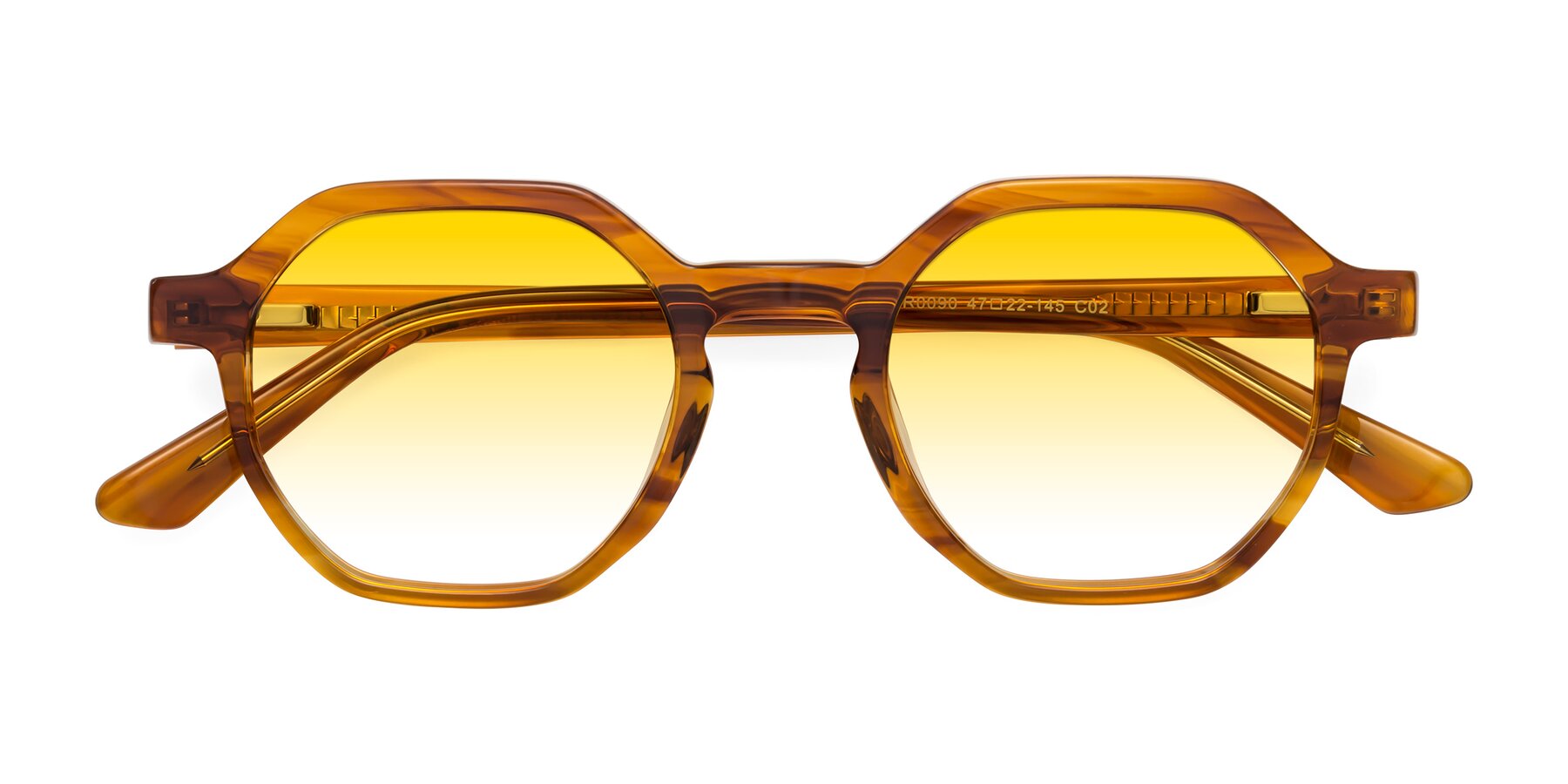 Folded Front of Lucian in Striped Amber with Yellow Gradient Lenses