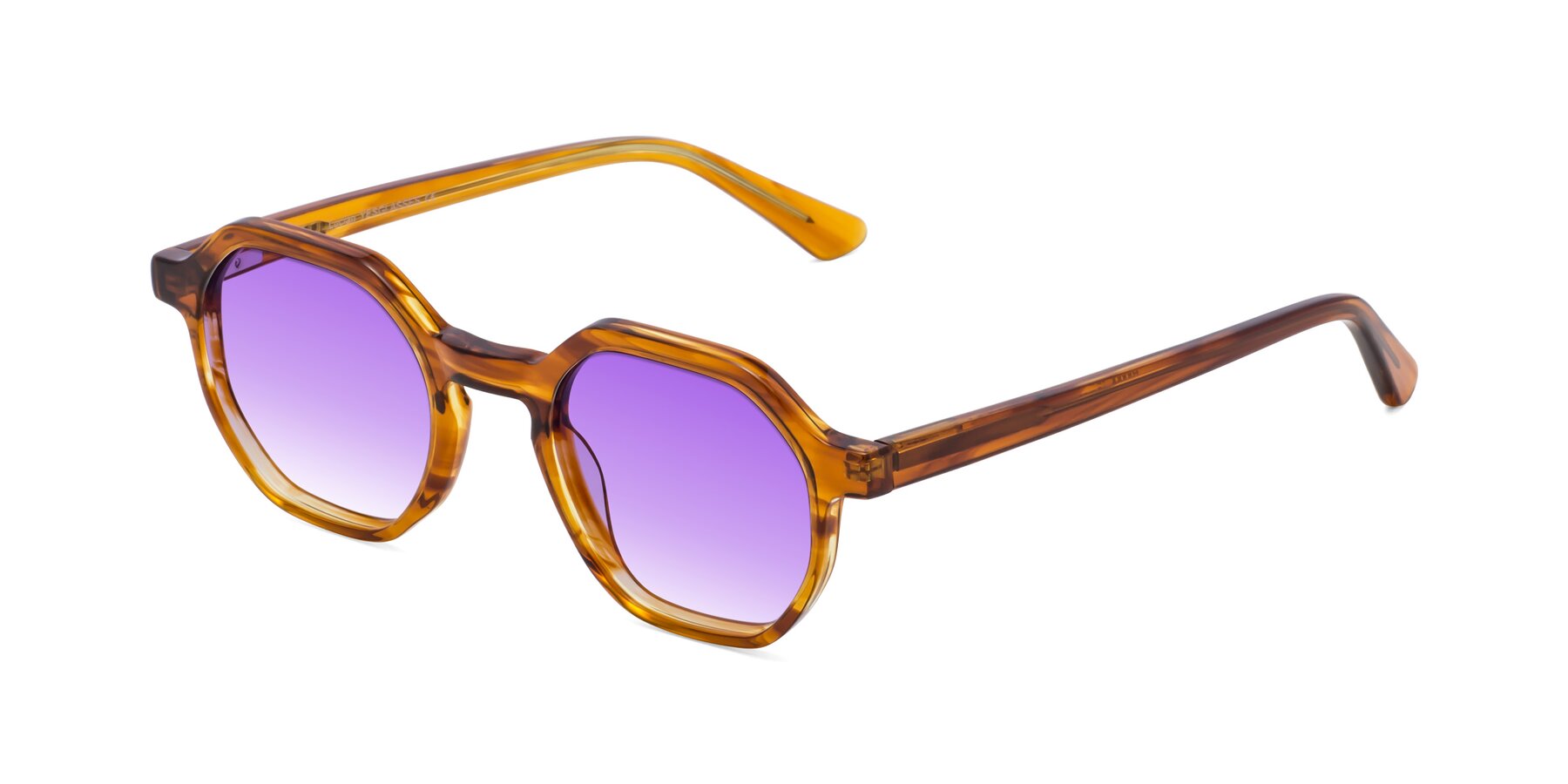 Angle of Lucian in Striped Amber with Purple Gradient Lenses