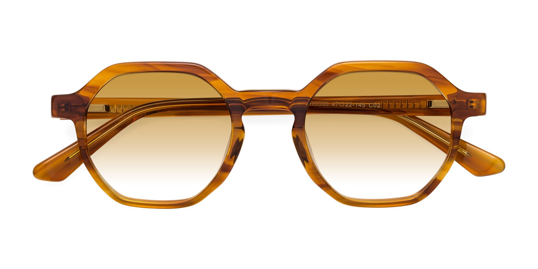 Folded Front of Lucian in Striped Amber with Champagne Gradient Lenses