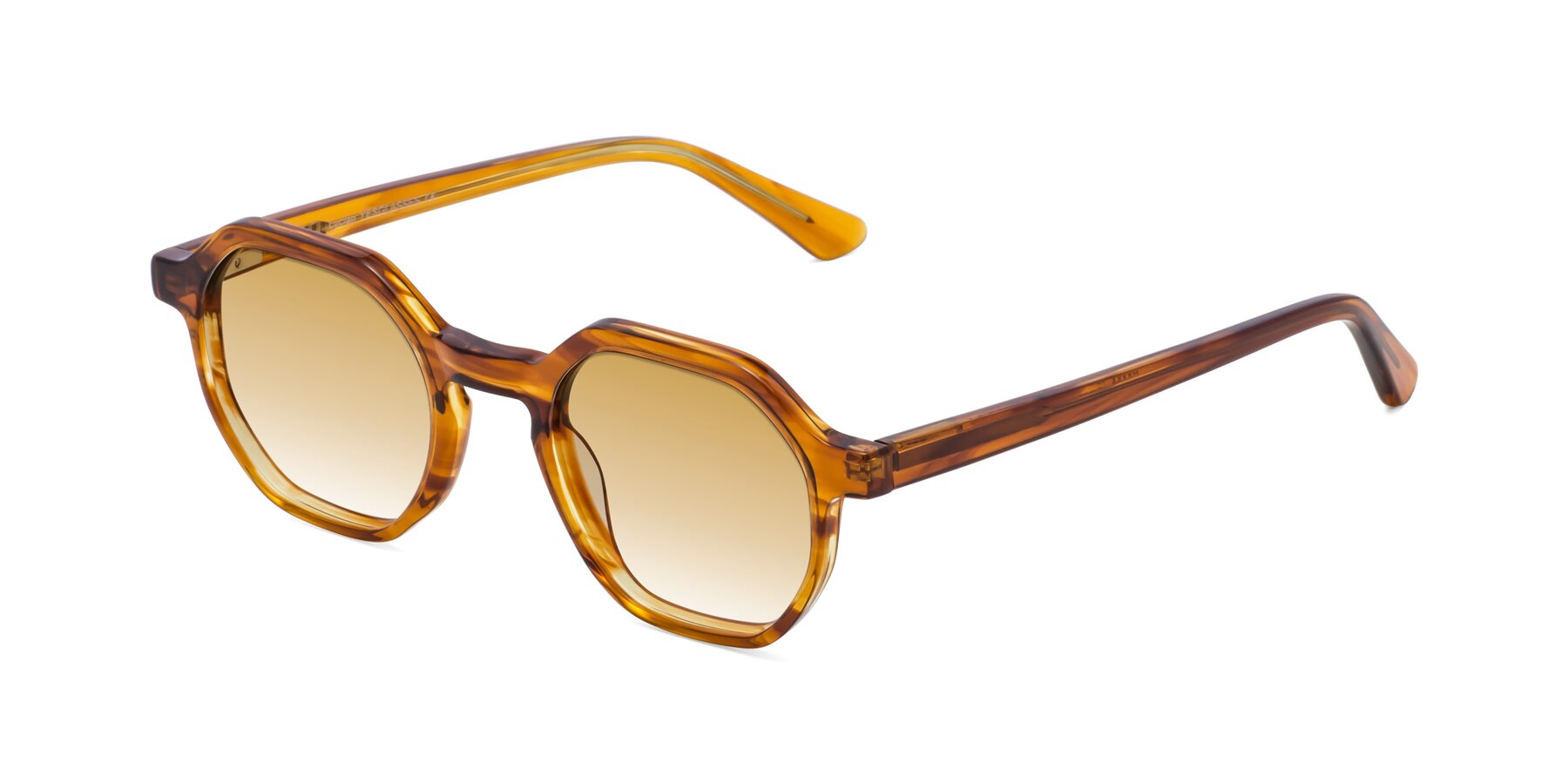 Angle of Lucian in Striped Amber with Champagne Gradient Lenses