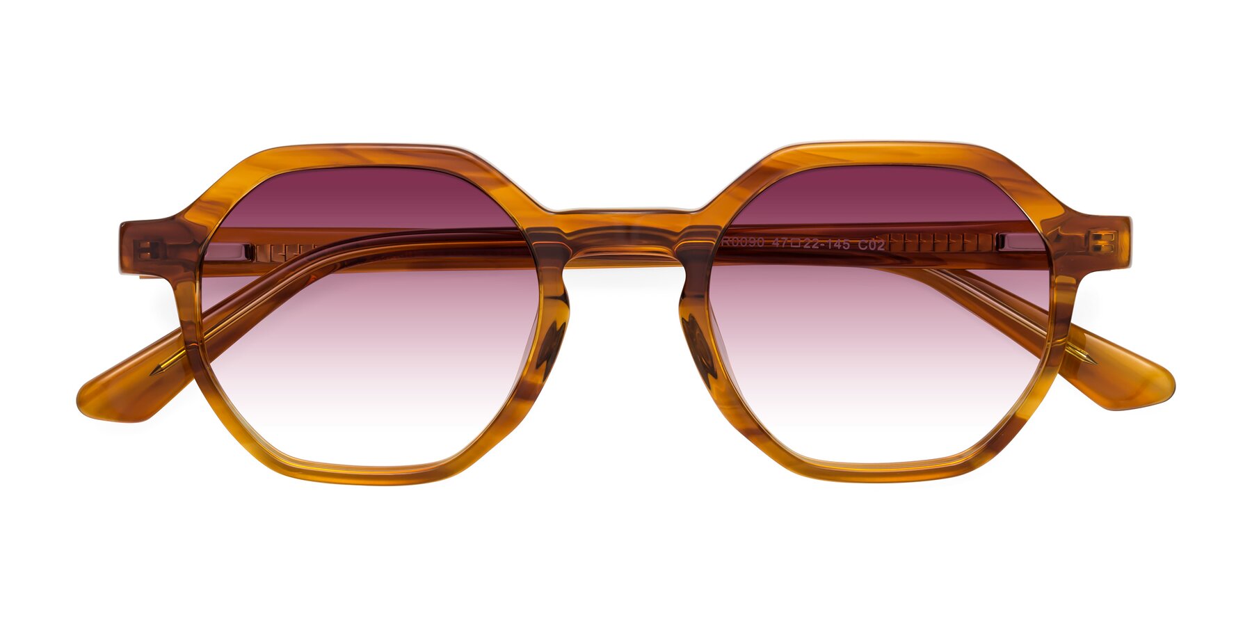 Folded Front of Lucian in Striped Amber with Wine Gradient Lenses