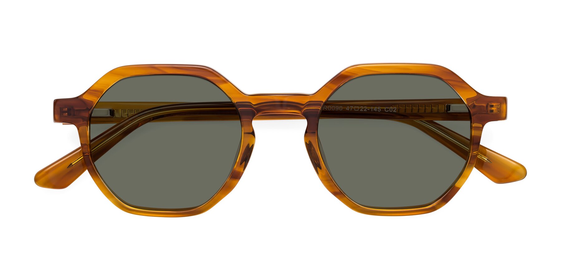 Folded Front of Lucian in Striped Amber with Gray Polarized Lenses