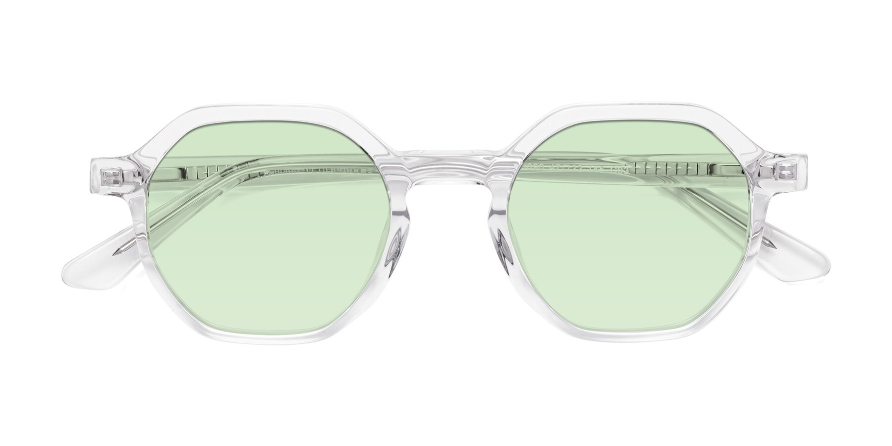 Folded Front of Lucian in Clear with Light Green Tinted Lenses