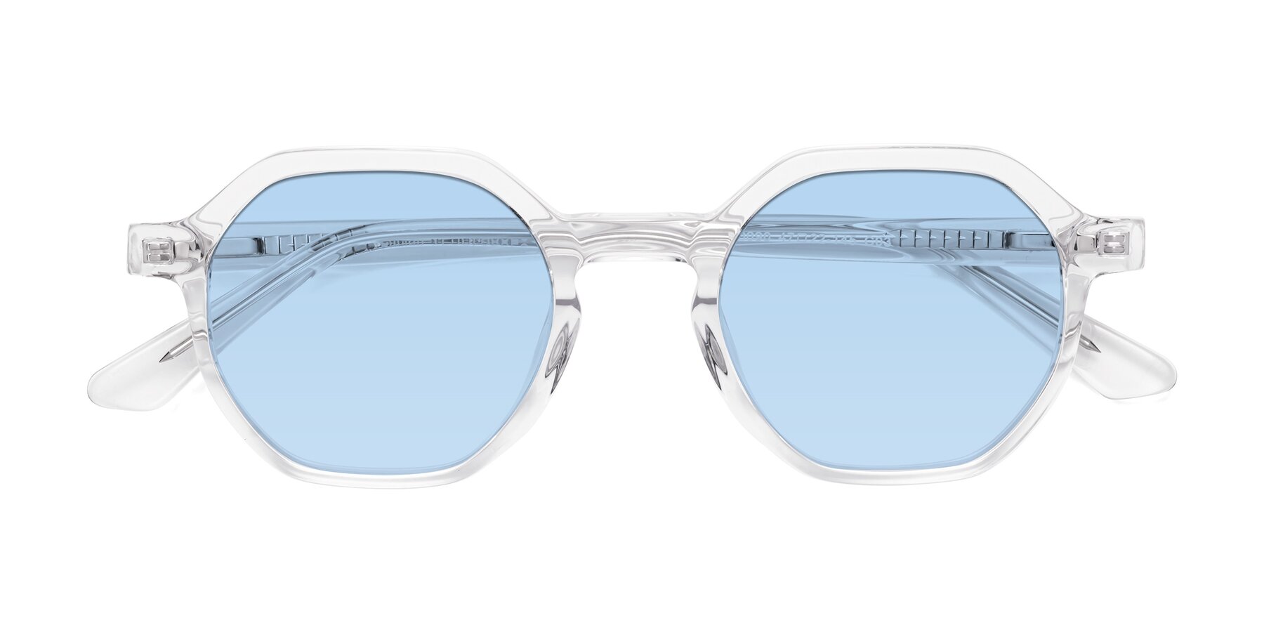 Folded Front of Lucian in Clear with Light Blue Tinted Lenses