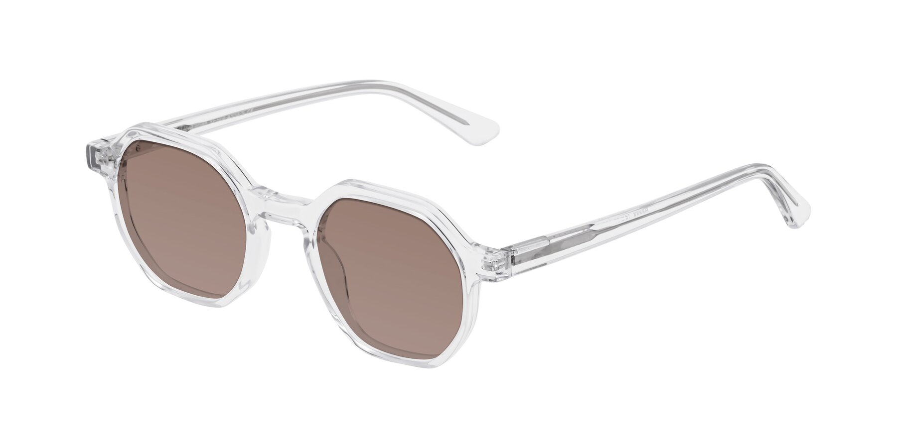 Angle of Lucian in Clear with Medium Brown Tinted Lenses