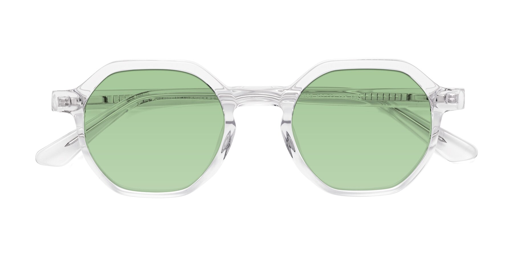 Folded Front of Lucian in Clear with Medium Green Tinted Lenses