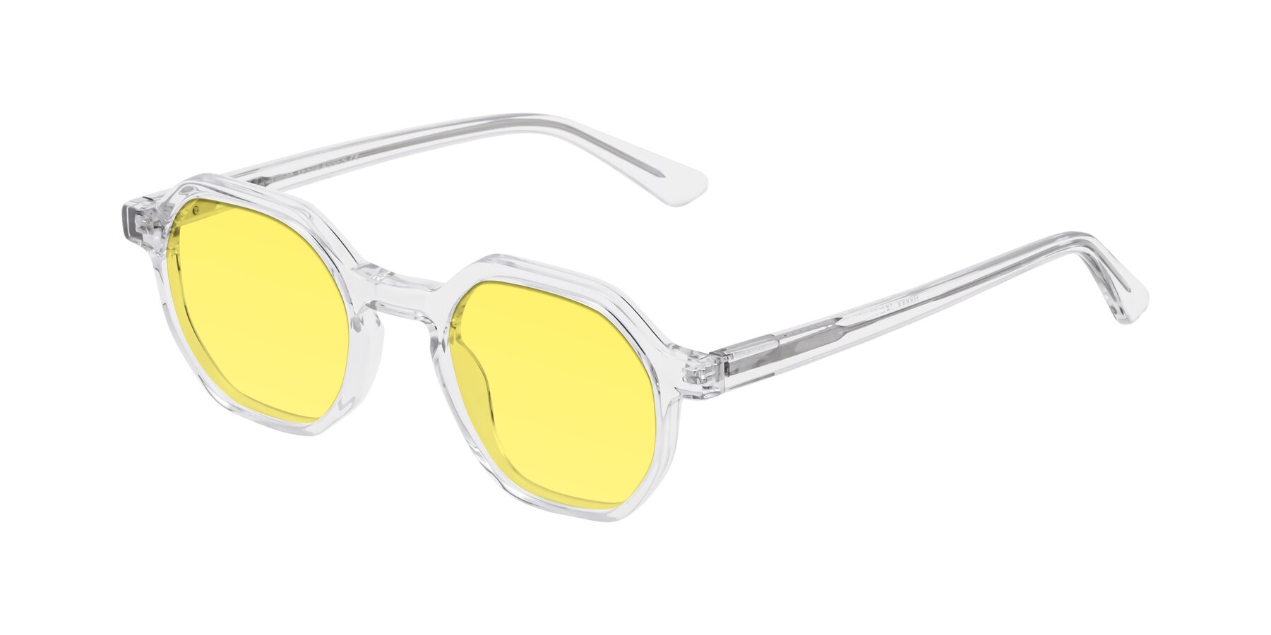 Angle of Lucian in Clear with Medium Yellow Tinted Lenses