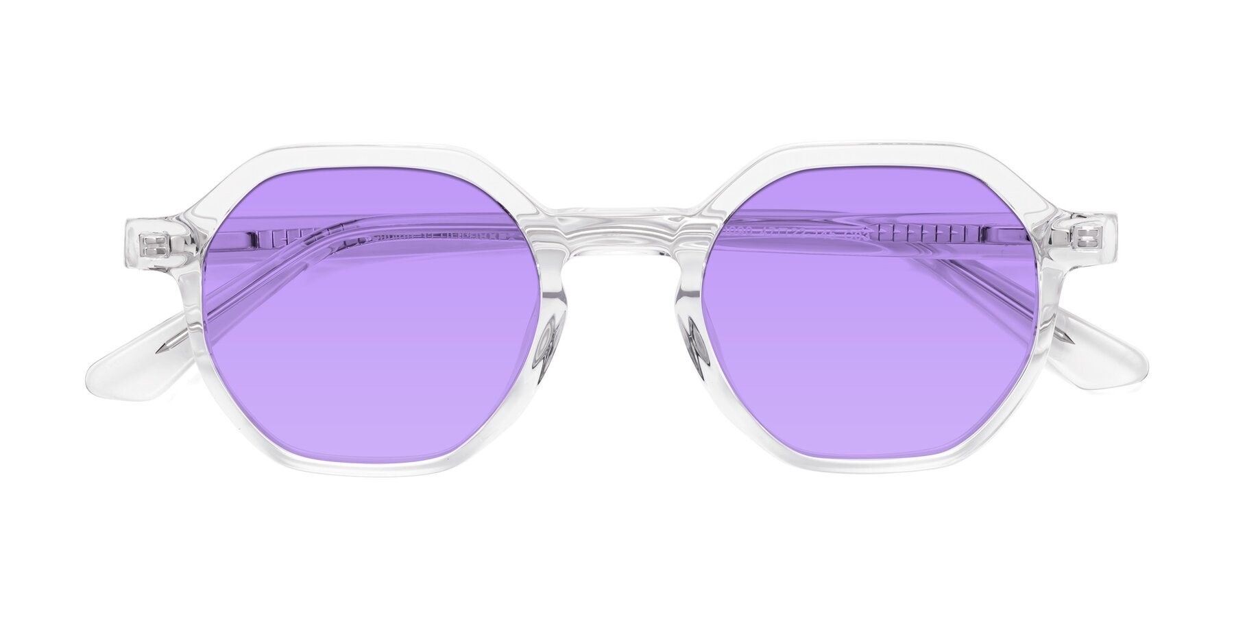 Folded Front of Lucian in Clear with Medium Purple Tinted Lenses