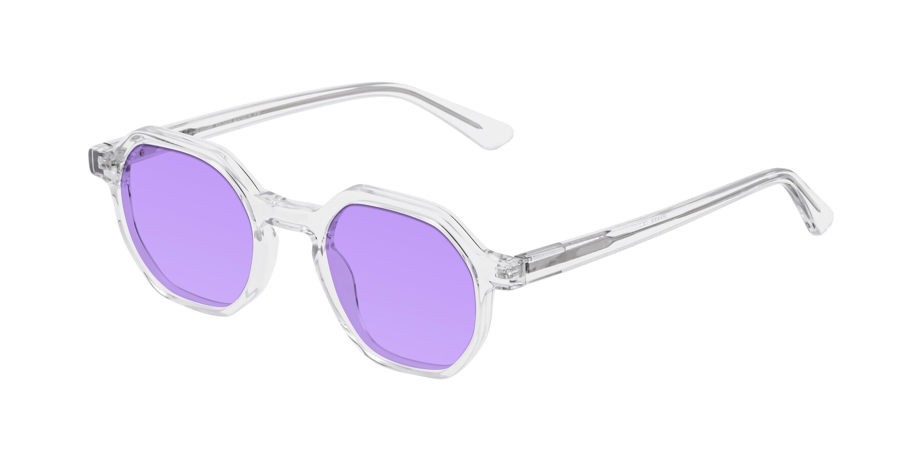 Angle of Lucian in Clear with Medium Purple Tinted Lenses