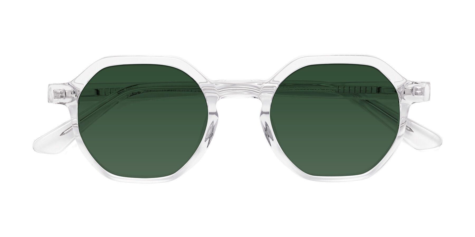 Folded Front of Lucian in Clear with Green Tinted Lenses