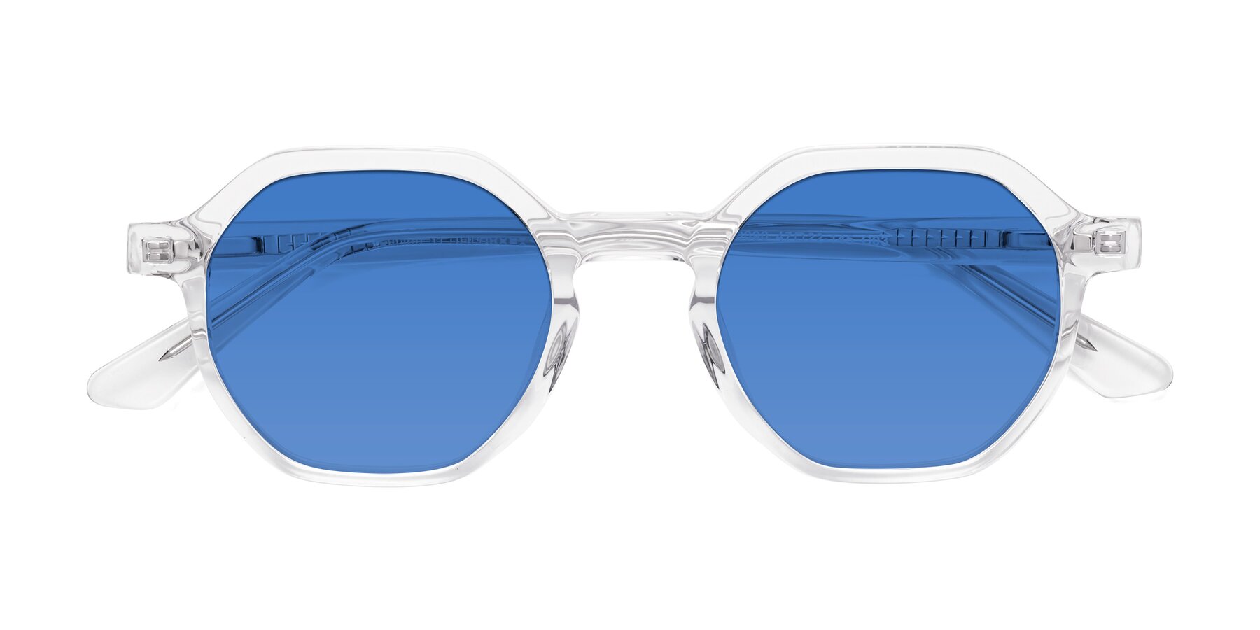 Folded Front of Lucian in Clear with Blue Tinted Lenses