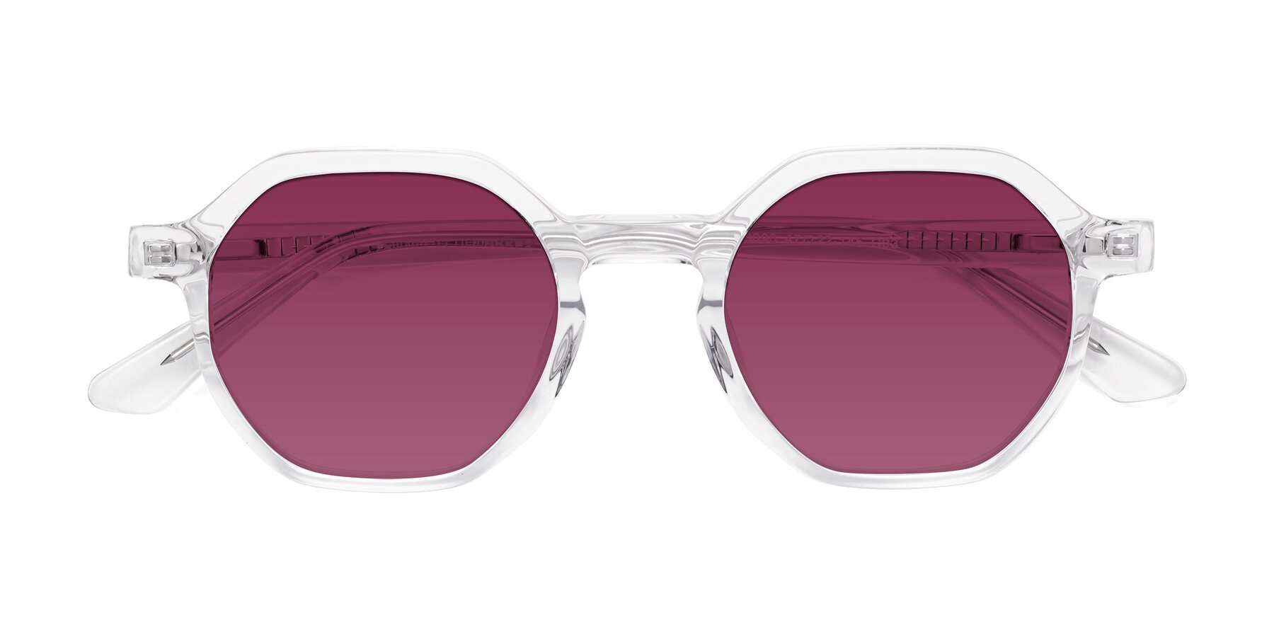 Folded Front of Lucian in Clear with Wine Tinted Lenses