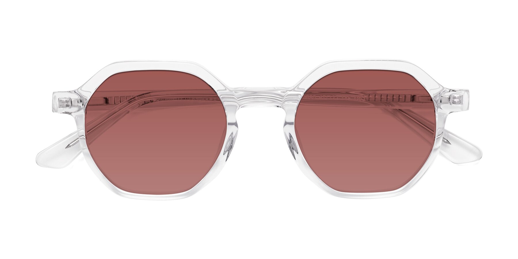 Folded Front of Lucian in Clear with Garnet Tinted Lenses