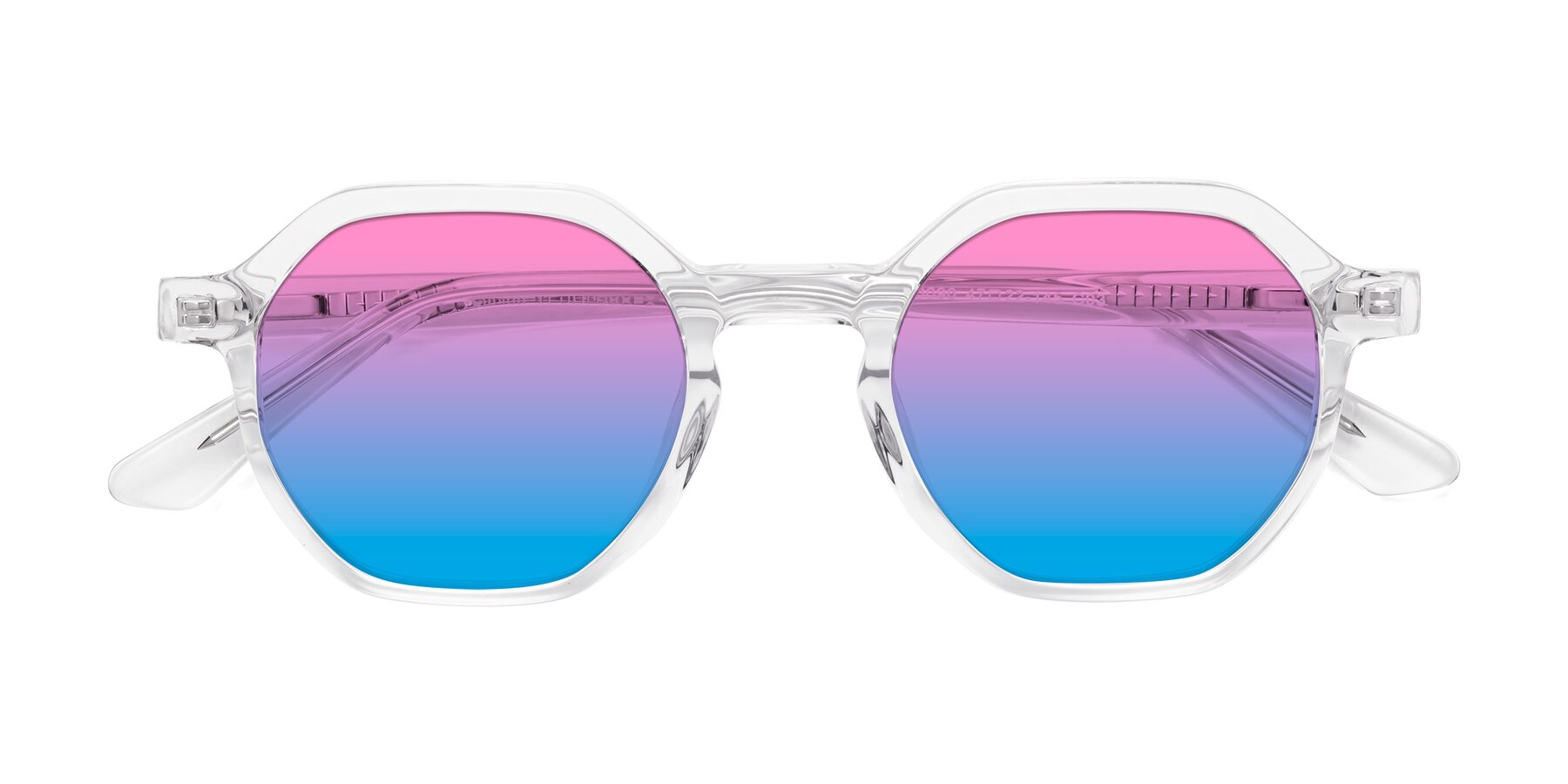 Folded Front of Lucian in Clear with Pink / Blue Gradient Lenses