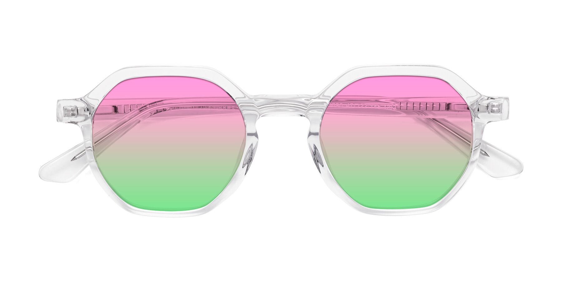 Folded Front of Lucian in Clear with Pink / Green Gradient Lenses