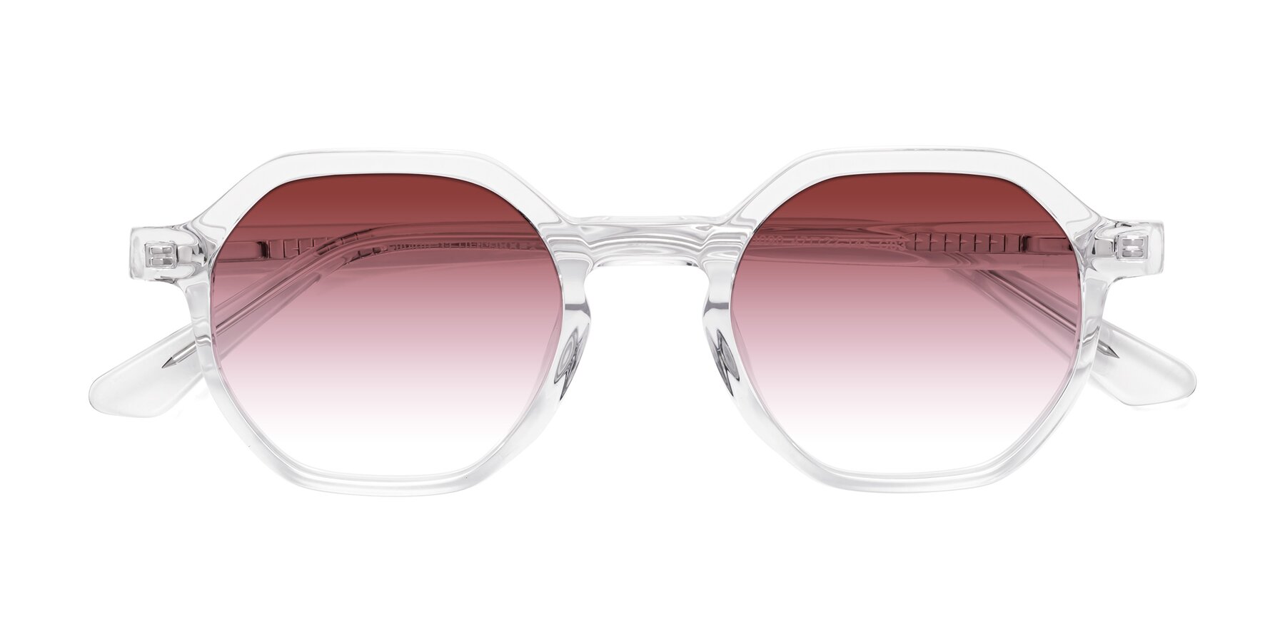 Folded Front of Lucian in Clear with Garnet Gradient Lenses