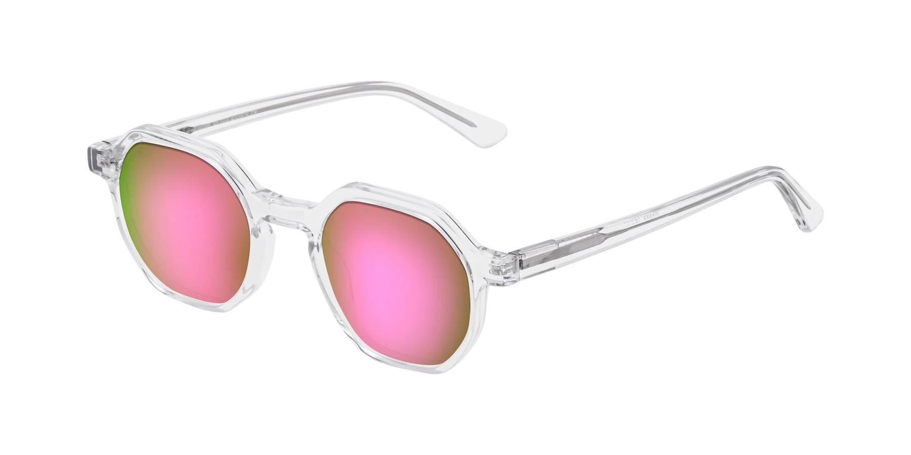 Angle of Lucian in Clear with Pink Mirrored Lenses