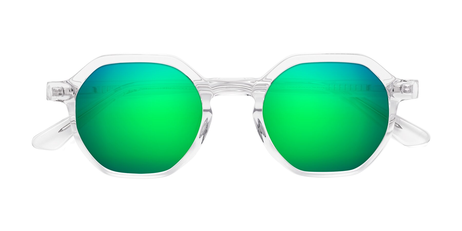 Folded Front of Lucian in Clear with Green Mirrored Lenses