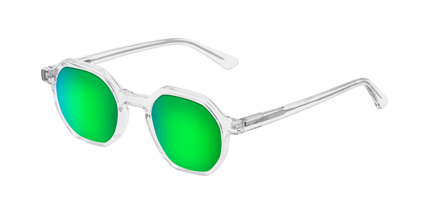 Angle of Lucian in Clear with Green Mirrored Lenses